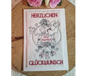 ADVENTSKALENDER 14. Dezember - Stickdatei Hochzeitsauto Just Married Line Art